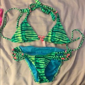 Victoria Secret Green Bathing Suit Top & Bottom XS
